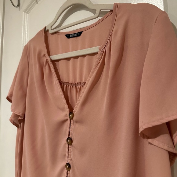 Flowy pink short sleeve top size L - Picture 2 of 6